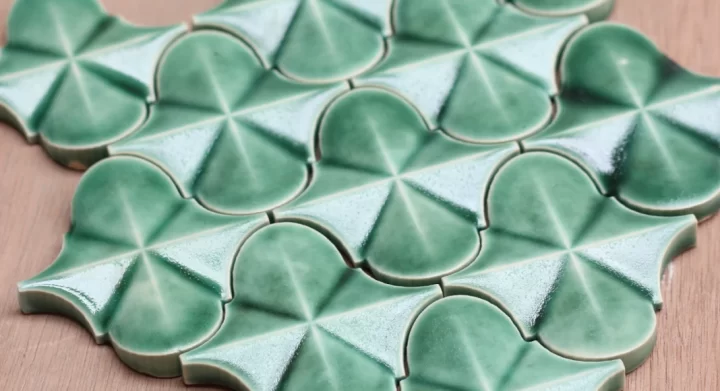 Handmade tessellating ceramic tiles, made in a mould making course at 7 Limes Pottery