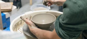 A demonstration during a Manchester pottery class